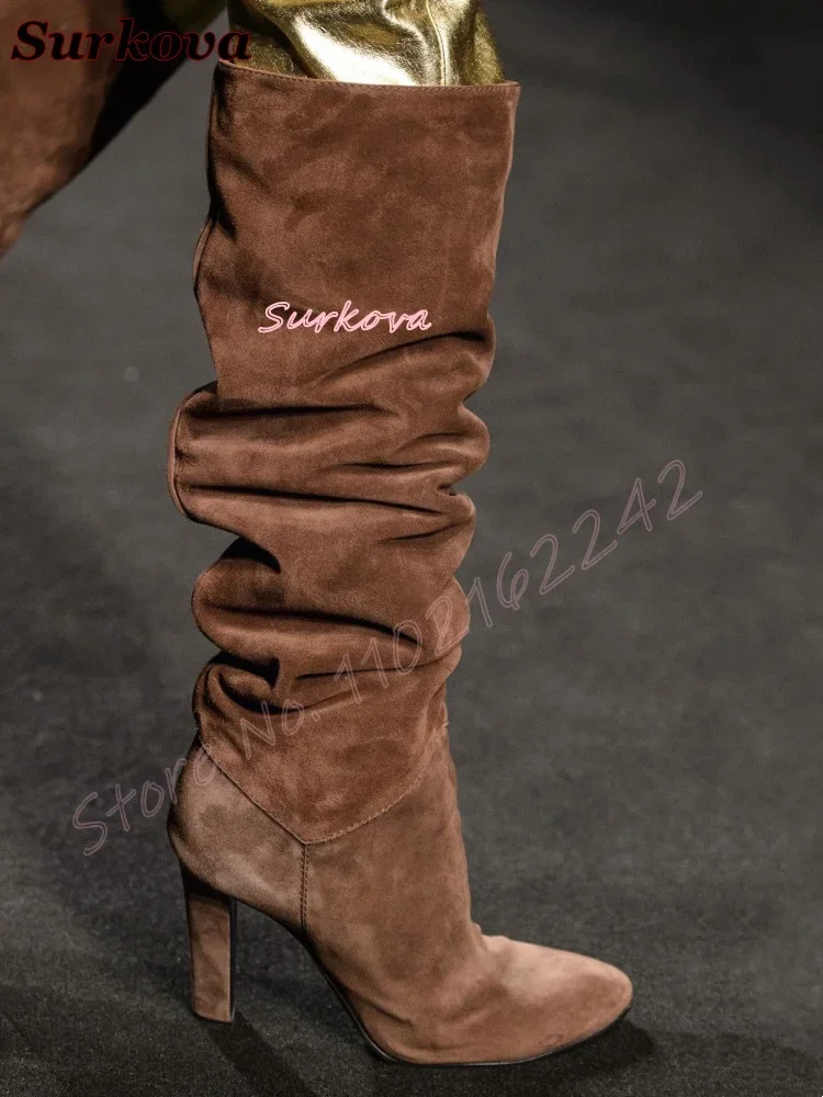 Street Fashion Dress - Sepatu Bot Retro Lipit Model Slip