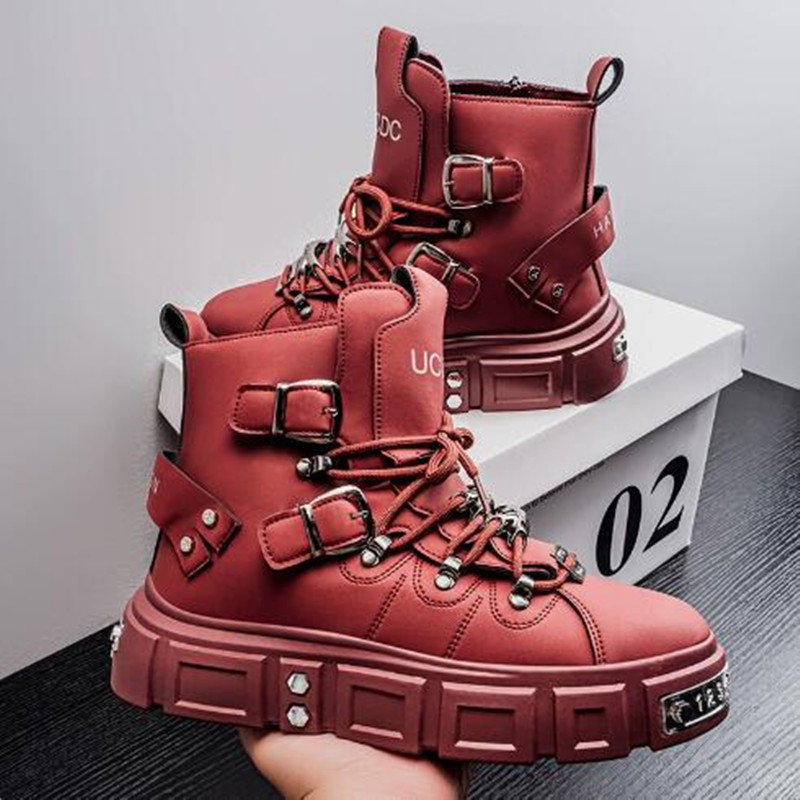 Street Fashion Luxury - Sepatu Sneakers High Top Hitam Rivet