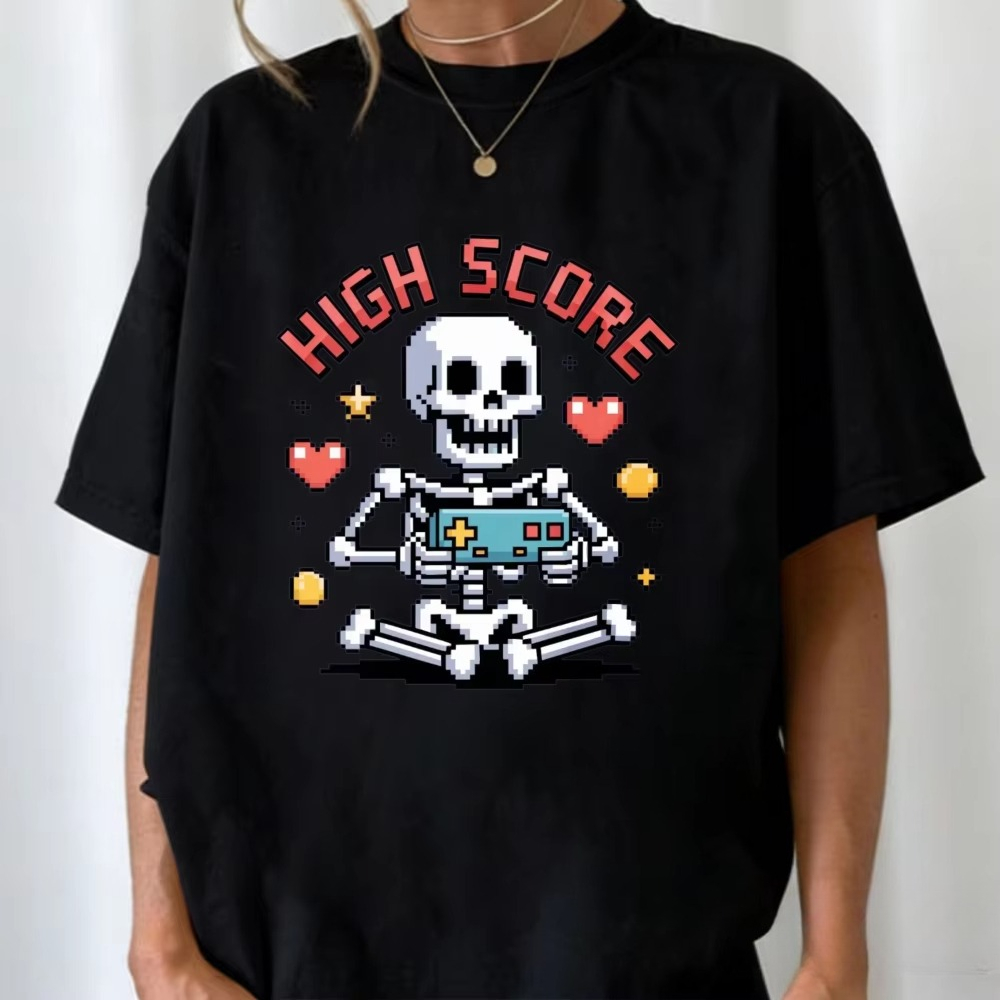 Street Fashion Videos - Kaos Pixel Skeleton High Score Retro
