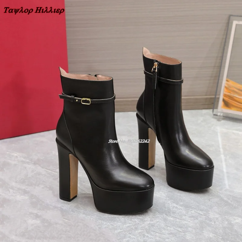 Street Fashion Luxury - Sepatu bot pendek hak tebal untuk