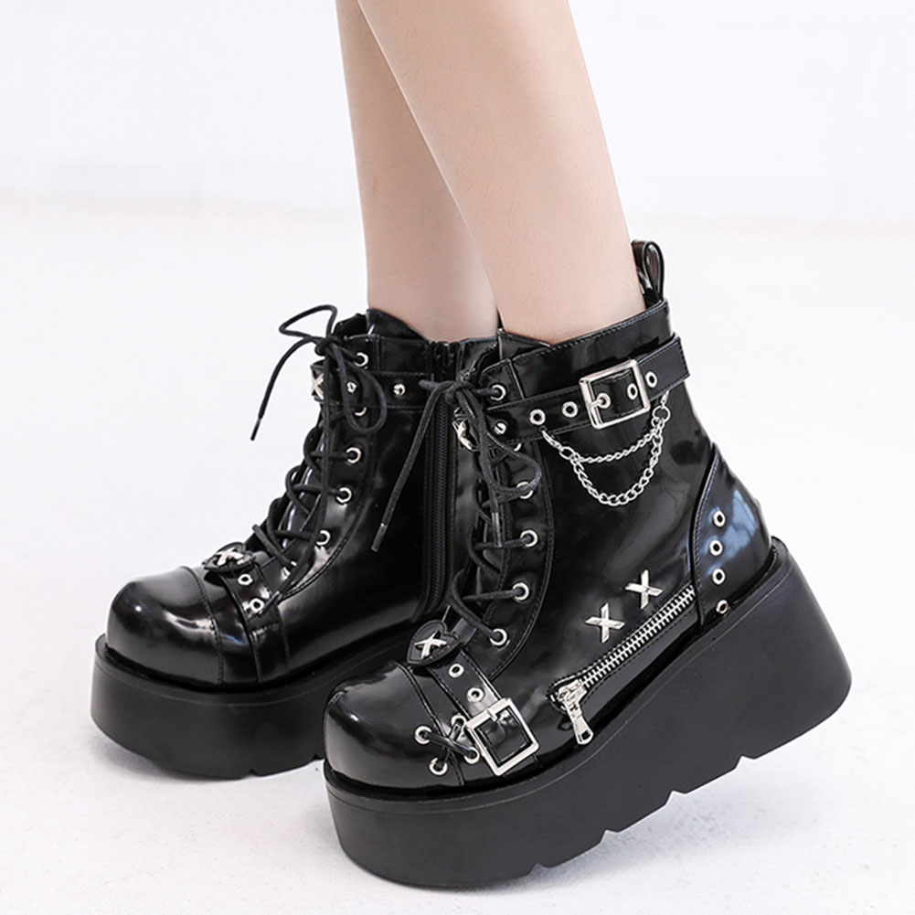 Street Fashion Female - Sepatu Bot Pergelangan Kaki Platform Goth