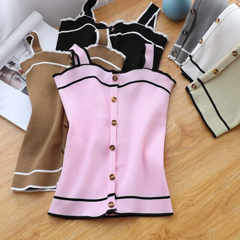 Atasan Crop Kancing Tank Top R - Street Fashion Youtube ulasan dan harga