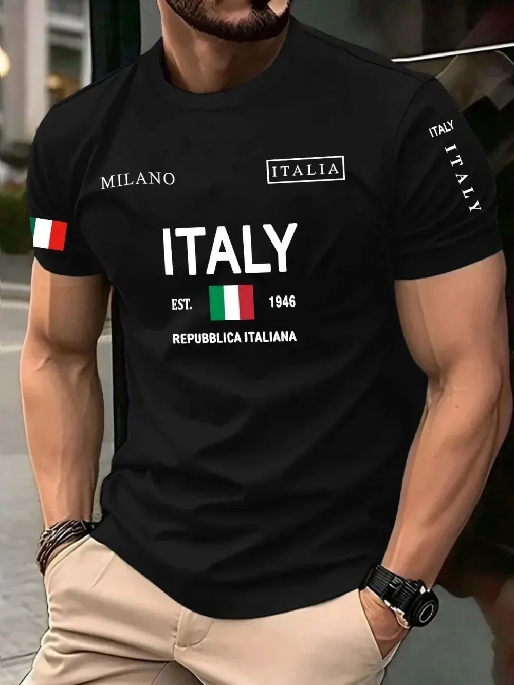 Kaos Pria 3D Print Tren Mode E - Street Fashion Milan ulasan dan harga