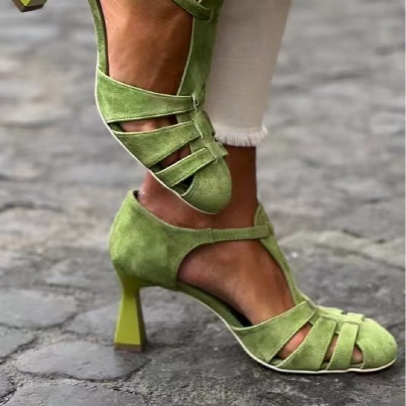 Sandal Wanita Hijau Suede Kitt - Street Fashion Dress ulasan dan harga