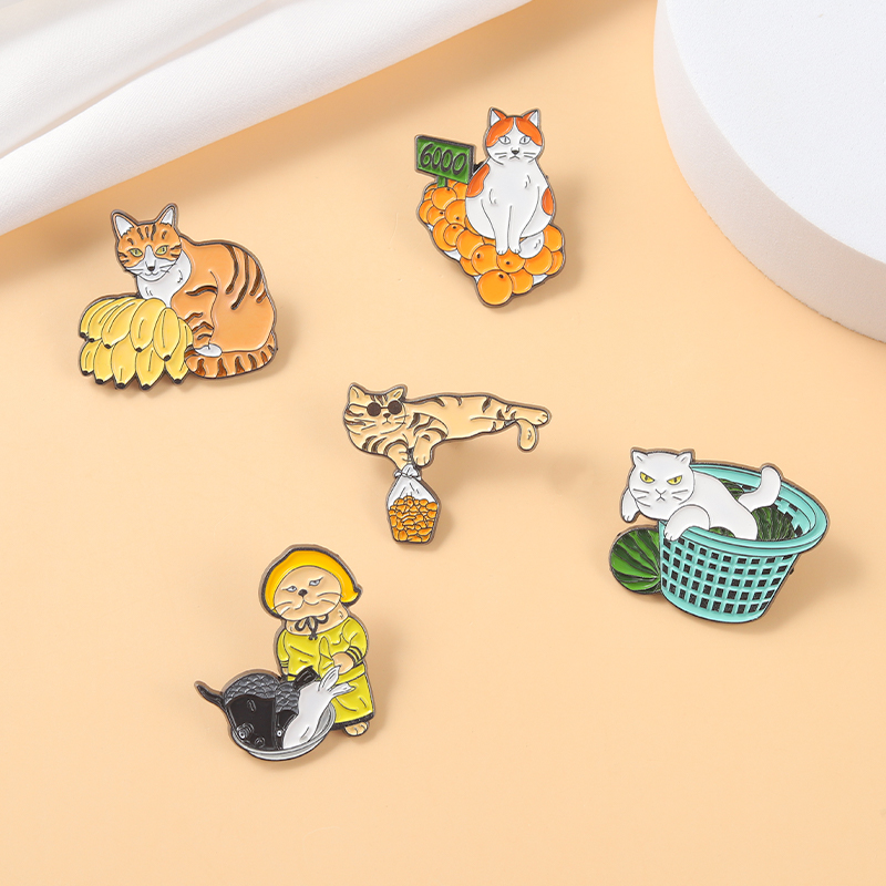 Funny Street Stall Cats Enamel - Street Fashion Vendors ulasan dan harga