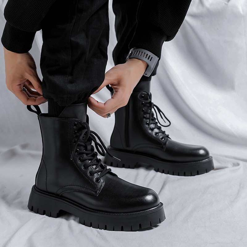 Sepatu Bot Kulit Asli Pria Mew - Street Fashion Luxury ulasan dan harga