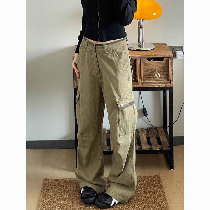 Celana Cargo Khaki Baggy Baru  - Japanese Street Fashion Female ulasan dan harga