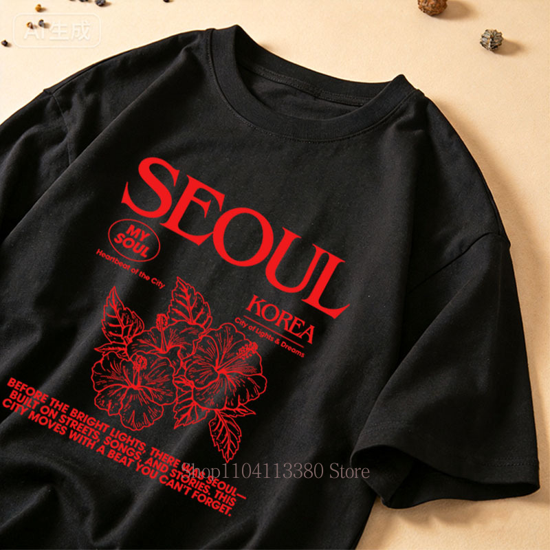 Kaus Gambar Hibiscus Seoul Gay - Street Fashion Seoul ulasan dan harga