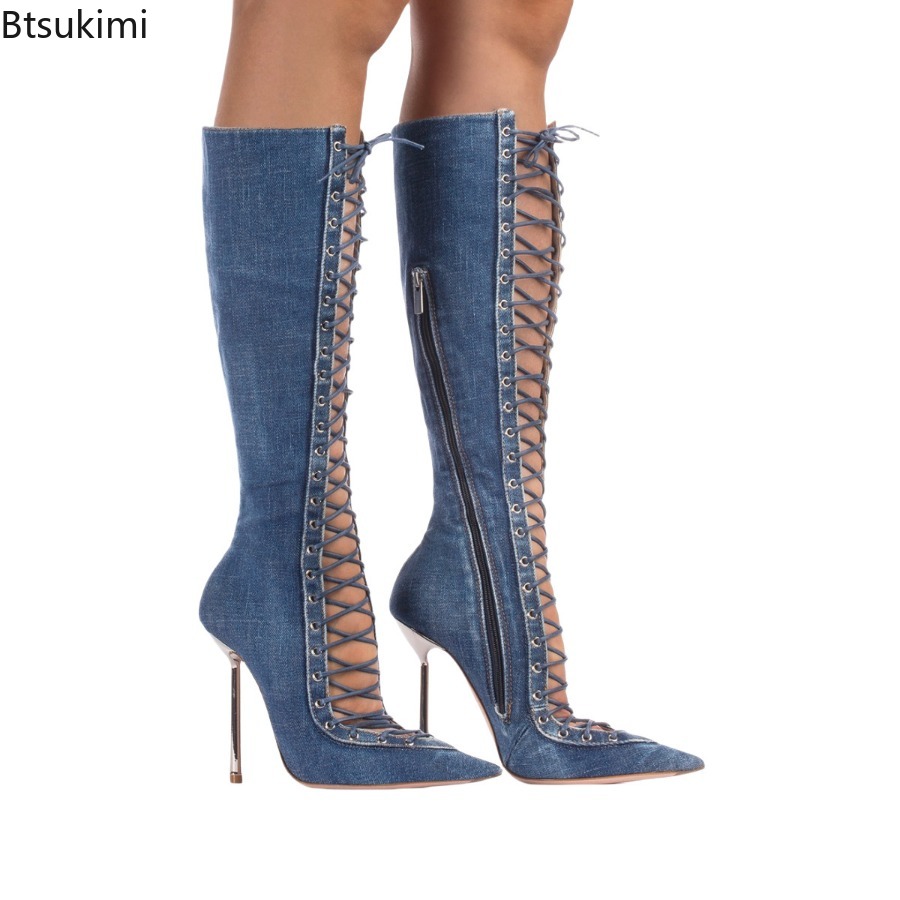 Sepatu Bot Hak Tinggi Stiletto - Street Fashion Luxury ulasan dan harga