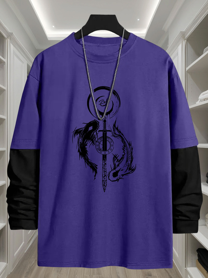 J1417 Kaos Lengan Panjang 2-in - Street Fashion Look ulasan dan harga