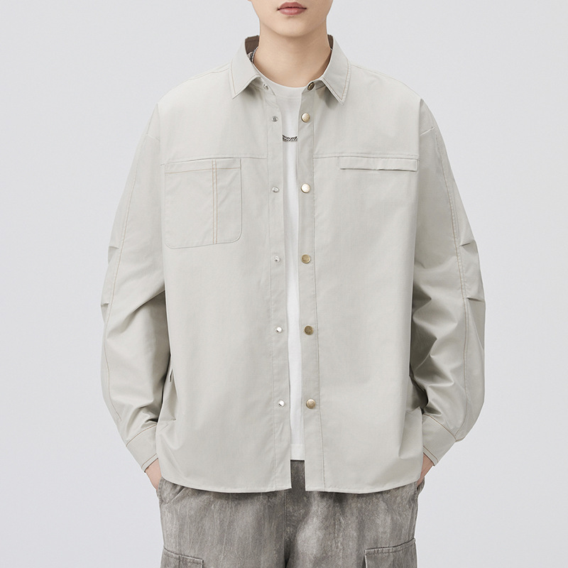 Kemeja Pria Musim Semi dan Gug - Street Fashion Japan 2025 ulasan dan harga