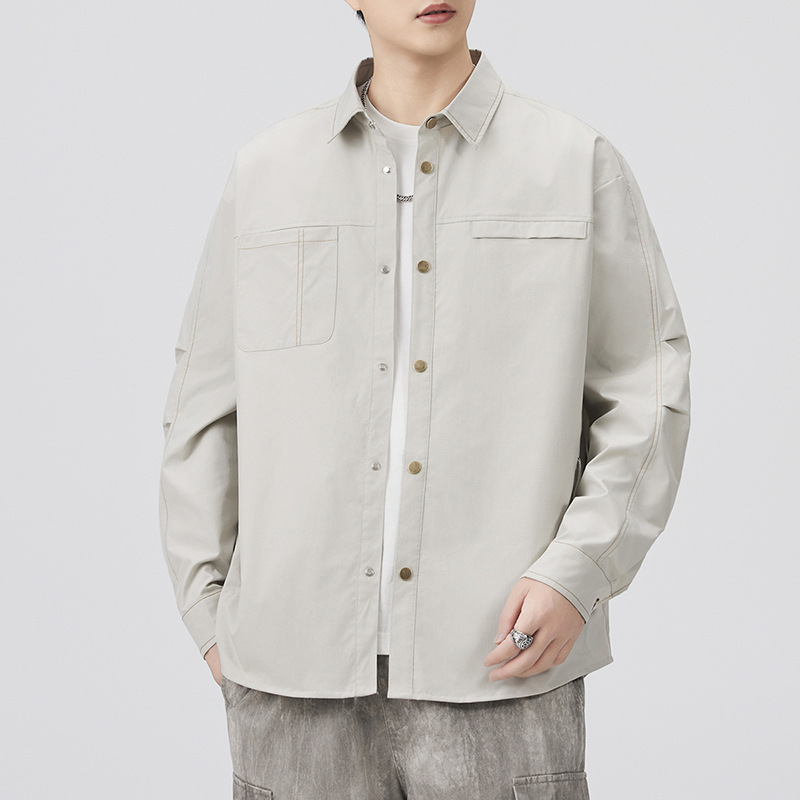 Kemeja Pria Musim Semi dan Gug - Street Fashion Japan 2025 ulasan dan harga