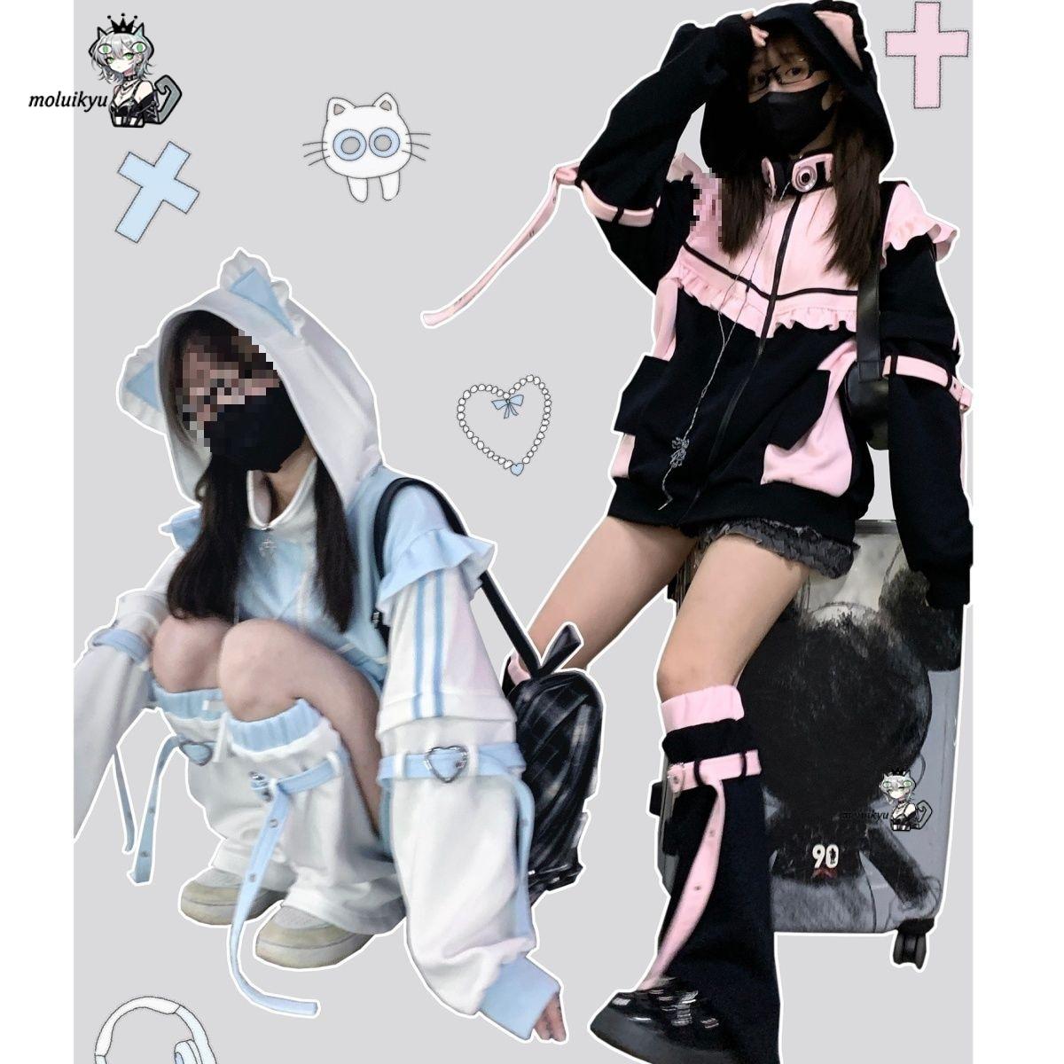 Hoodie Kucing Kawaii Y2K Wanit - Street Fashion Female ulasan dan harga