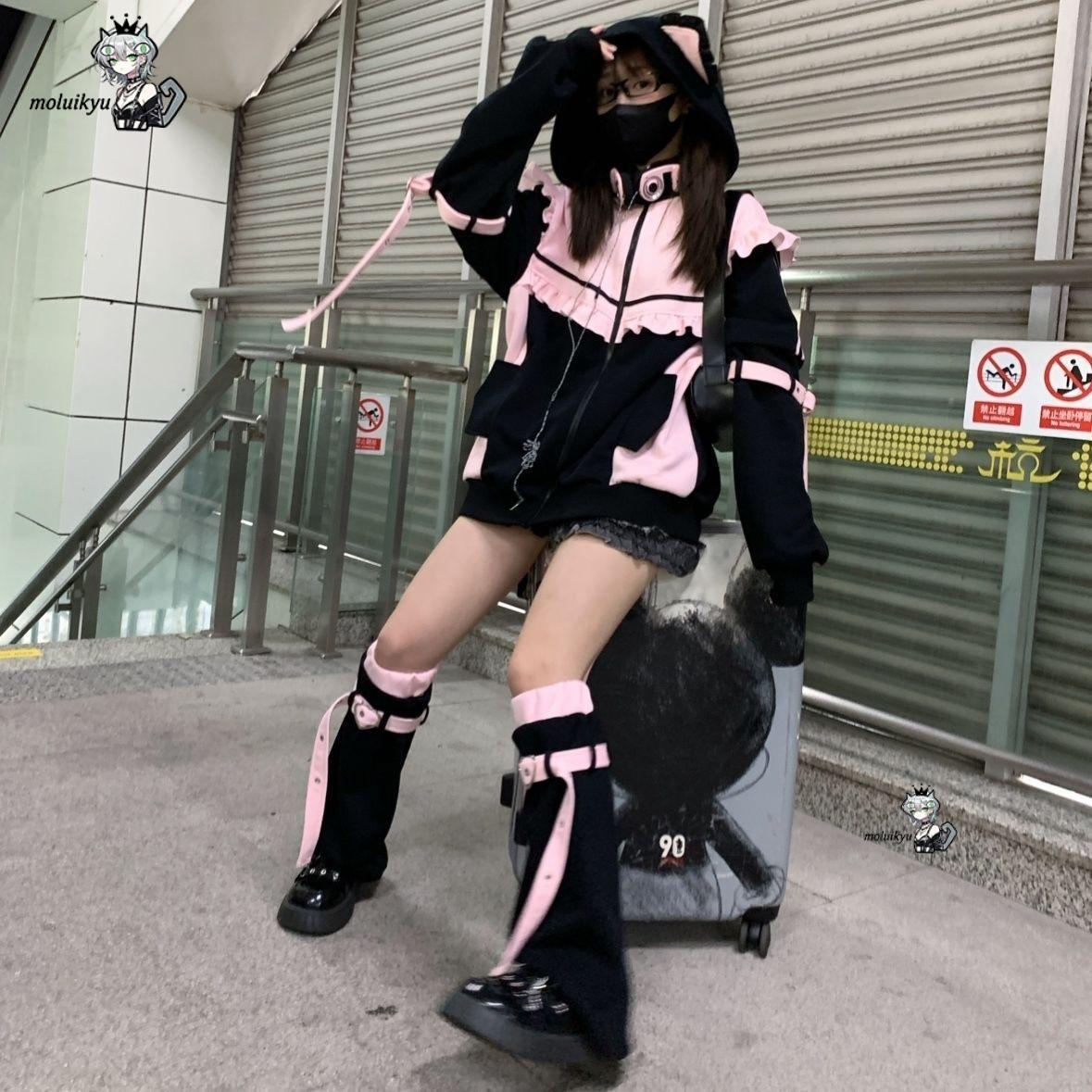 Hoodie Kucing Kawaii Y2K Wanit - Street Fashion Female ulasan dan harga
