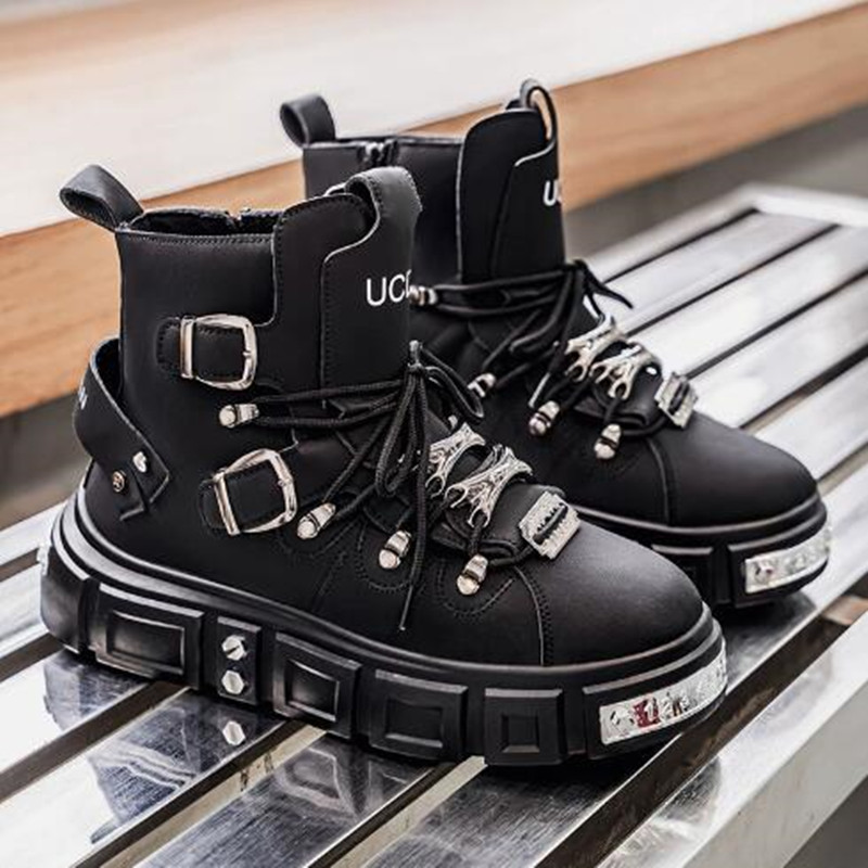 Sepatu Sneakers High Top Hitam - Street Fashion Luxury ulasan dan harga