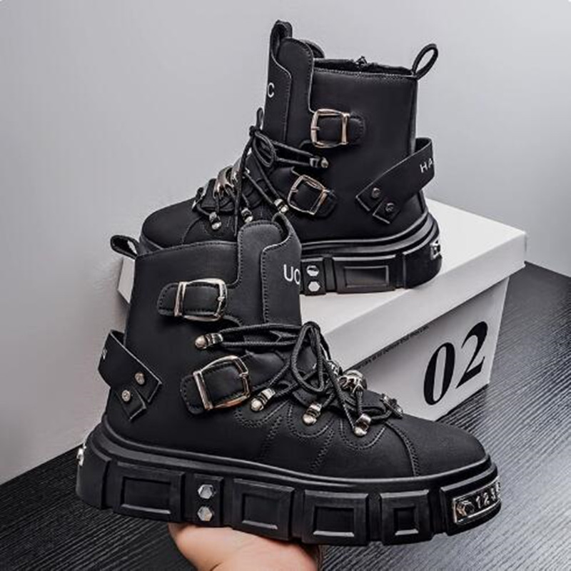 Sepatu Sneakers High Top Hitam - Street Fashion Luxury ulasan dan harga